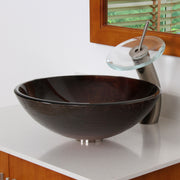 ELITE Bathroom Vessel Sink and Waterfall Faucet Combo 1312F22TBN